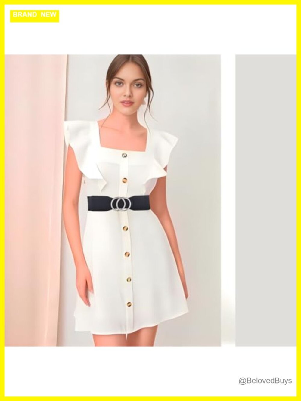 Women's Elastic Stretch Wide Waist Belt Double Rings Gold Silver Buckle